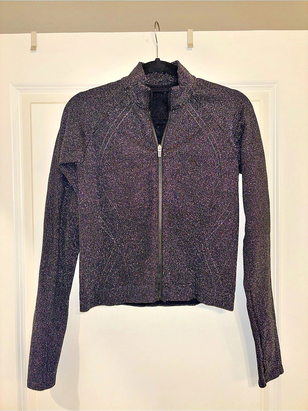 Fabletics Seamless Jacket Women's Sparkle Zip Jacket Black- Size Small